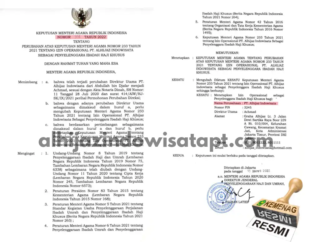 Izin Haji Alhijaz Indowisata